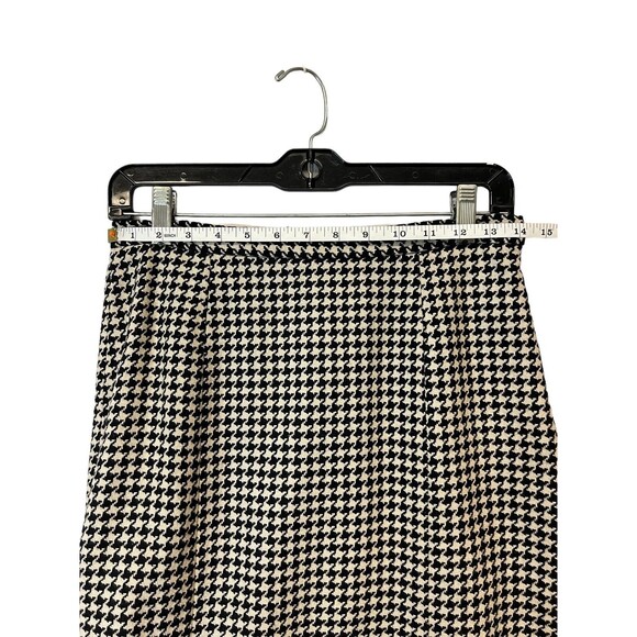 Eddie Bauer Wool Blend Slit Pleats Black & White Houndstooth Skirt Lined Size 6 - Picture 8 of 12